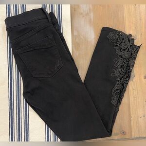 Women's Black Jeans with Lace Detail